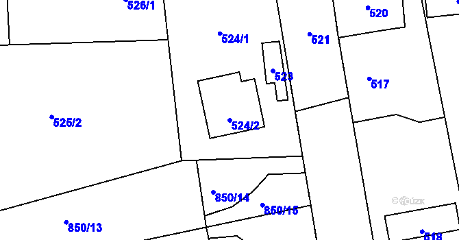 Parcela st. 524/2 v KÚ Dobroslavice, Katastrální mapa