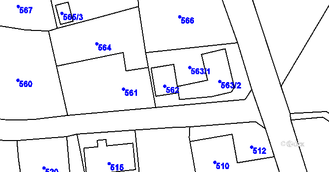 Parcela st. 562 v KÚ Dobroslavice, Katastrální mapa