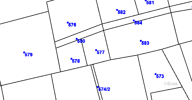 Parcela st. 577 v KÚ Dobroslavice, Katastrální mapa