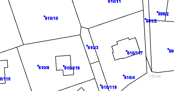 Parcela st. 610/3 v KÚ Dobroslavice, Katastrální mapa