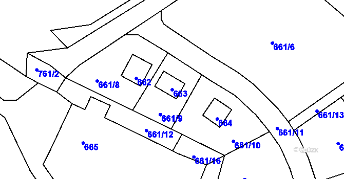 Parcela st. 663 v KÚ Dobroslavice, Katastrální mapa