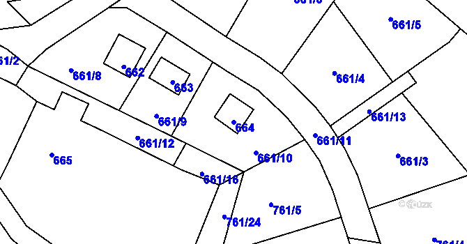Parcela st. 664 v KÚ Dobroslavice, Katastrální mapa