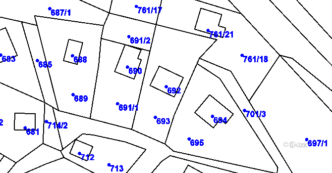 Parcela st. 692 v KÚ Dobroslavice, Katastrální mapa
