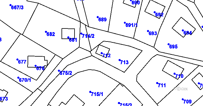 Parcela st. 712 v KÚ Dobroslavice, Katastrální mapa