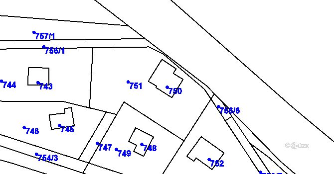 Parcela st. 750 v KÚ Dobroslavice, Katastrální mapa