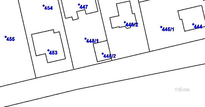 Parcela st. 448/2 v KÚ Dobroslavice, Katastrální mapa