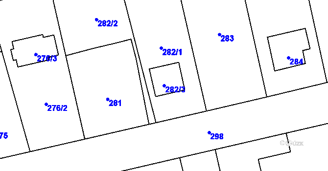 Parcela st. 282/3 v KÚ Dobroslavice, Katastrální mapa