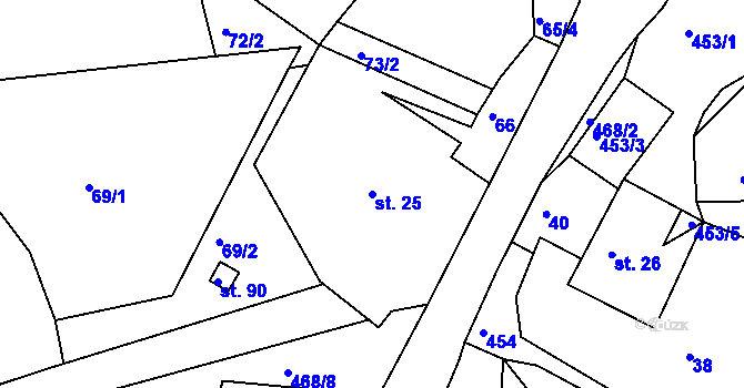 Parcela st. 25 v KÚ Dobrošov, Katastrální mapa