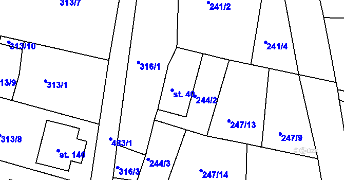 Parcela st. 40 v KÚ Dobrošov, Katastrální mapa