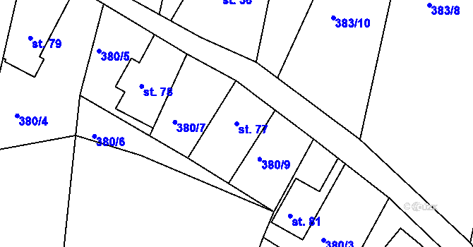 Parcela st. 77 v KÚ Dobrošov, Katastrální mapa