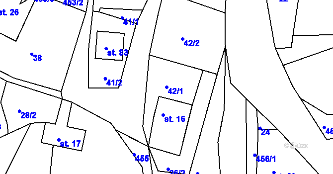 Parcela st. 42/1 v KÚ Dobrošov, Katastrální mapa