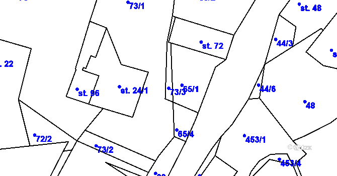 Parcela st. 73/3 v KÚ Dobrošov, Katastrální mapa