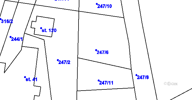 Parcela st. 247/6 v KÚ Dobrošov, Katastrální mapa
