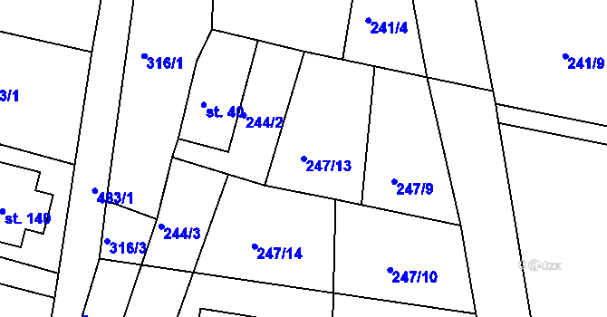 Parcela st. 247/13 v KÚ Dobrošov, Katastrální mapa