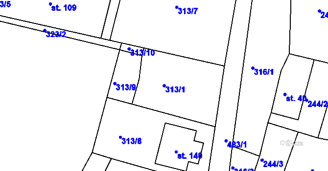 Parcela st. 313/1 v KÚ Dobrošov, Katastrální mapa