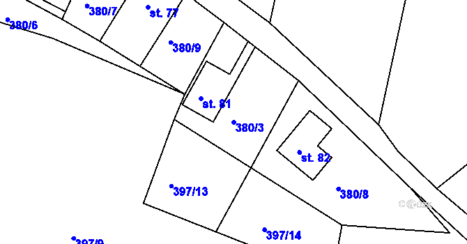 Parcela st. 380/3 v KÚ Dobrošov, Katastrální mapa