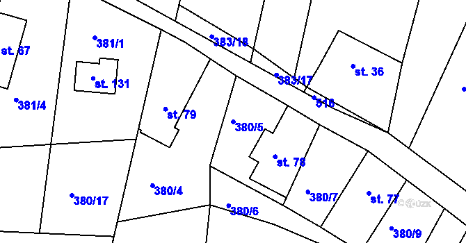 Parcela st. 380/5 v KÚ Dobrošov, Katastrální mapa