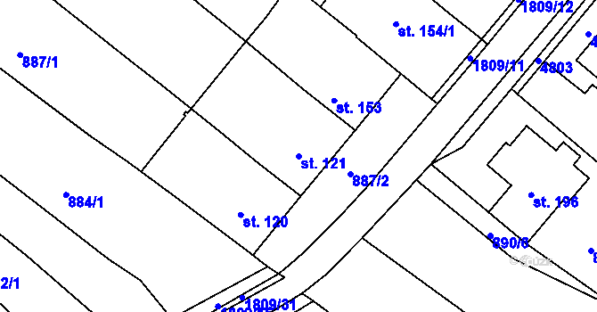 Parcela st. 121 v KÚ Dobrotice, Katastrální mapa