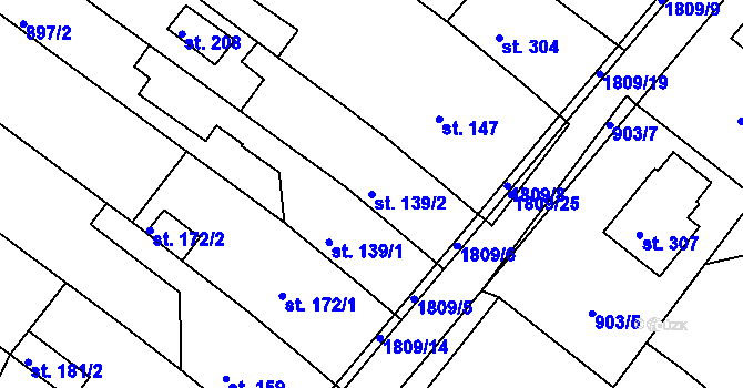 Parcela st. 139/2 v KÚ Dobrotice, Katastrální mapa