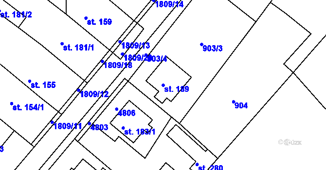 Parcela st. 189 v KÚ Dobrotice, Katastrální mapa