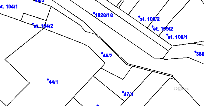 Parcela st. 46/2 v KÚ Dobrotice, Katastrální mapa