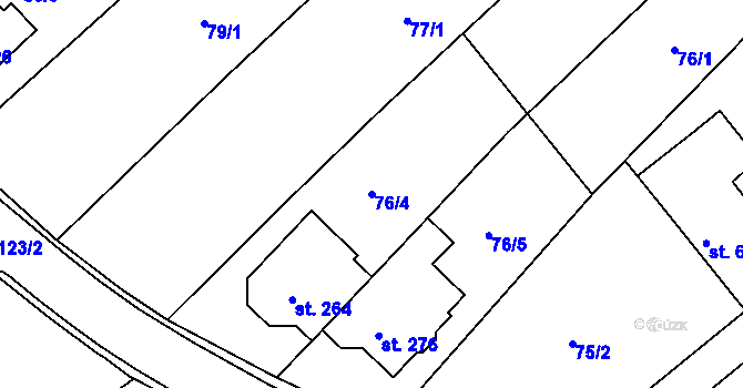 Parcela st. 76/4 v KÚ Dobrotice, Katastrální mapa