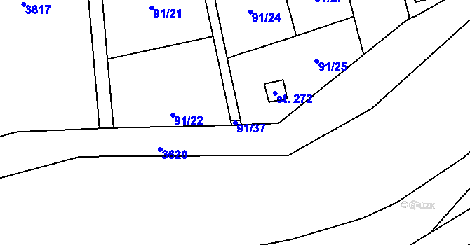 Parcela st. 91/37 v KÚ Dobrotice, Katastrální mapa