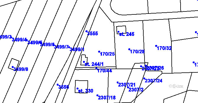 Parcela st. 170/25 v KÚ Dobrotice, Katastrální mapa