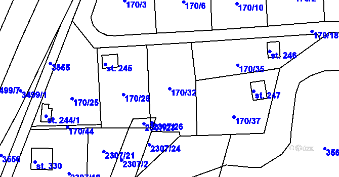 Parcela st. 170/32 v KÚ Dobrotice, Katastrální mapa