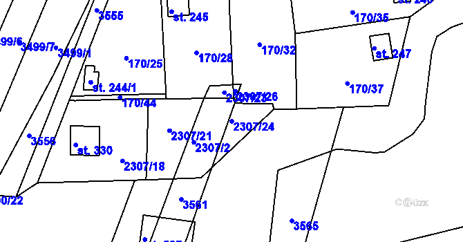 Parcela st. 2307/24 v KÚ Dobrotice, Katastrální mapa