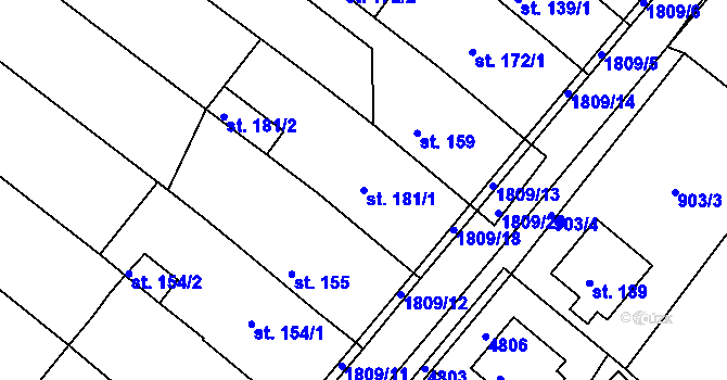 Parcela st. 181/1 v KÚ Dobrotice, Katastrální mapa