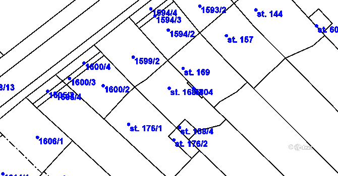 Parcela st. 168/3 v KÚ Dobrotice, Katastrální mapa