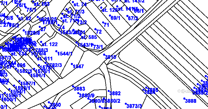 Parcela st. 3810 v KÚ Dobrotice, Katastrální mapa