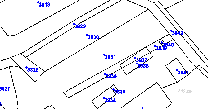 Parcela st. 3831 v KÚ Dobrotice, Katastrální mapa