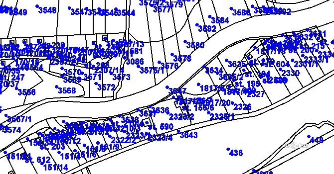 Parcela st. 3647 v KÚ Dobrotice, Katastrální mapa