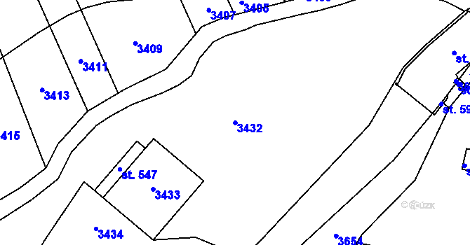 Parcela st. 3432 v KÚ Dobrotice, Katastrální mapa