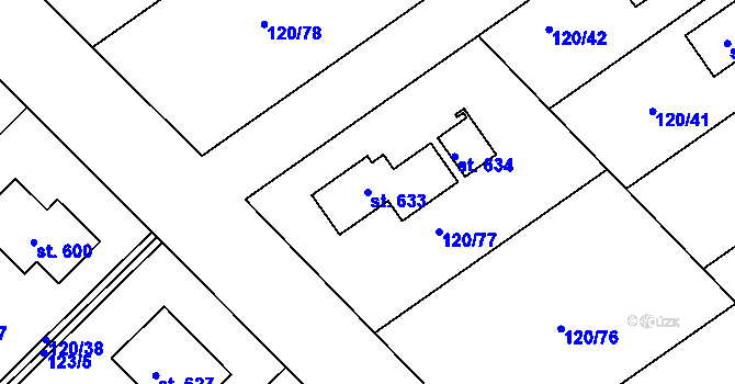 Parcela st. 633 v KÚ Dobrotice, Katastrální mapa