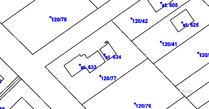 Parcela st. 634 v KÚ Dobrotice, Katastrální mapa