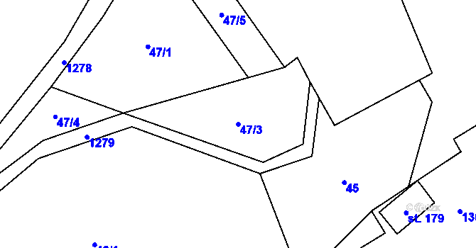Parcela st. 47/3 v KÚ Dobroutov, Katastrální mapa