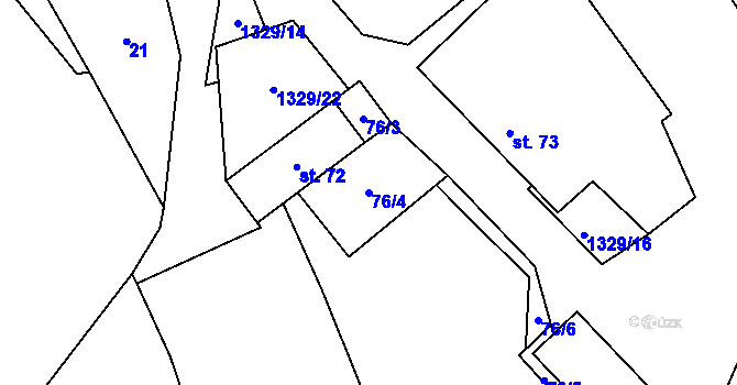 Parcela st. 76/4 v KÚ Dobroutov, Katastrální mapa