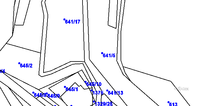 Parcela st. 641/5 v KÚ Dobroutov, Katastrální mapa