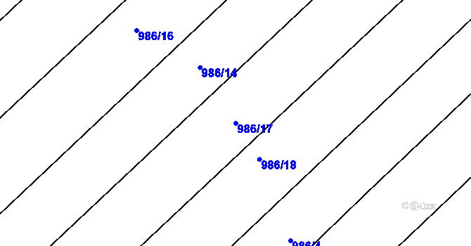 Parcela st. 986/17 v KÚ Dobroutov, Katastrální mapa