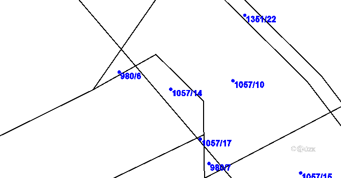 Parcela st. 1057/14 v KÚ Dobroutov, Katastrální mapa