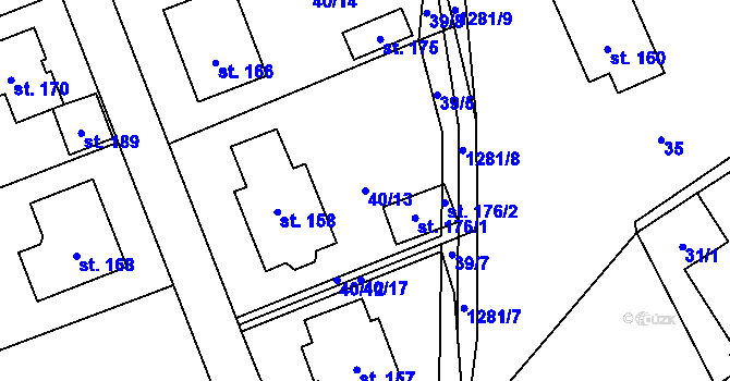 Parcela st. 40/13 v KÚ Dobroutov, Katastrální mapa