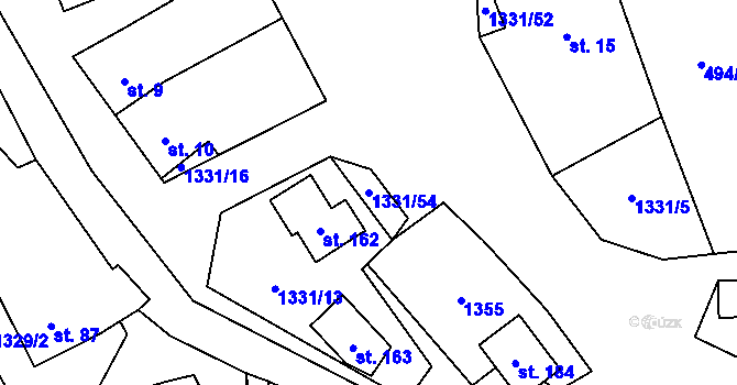 Parcela st. 1331/54 v KÚ Dobroutov, Katastrální mapa