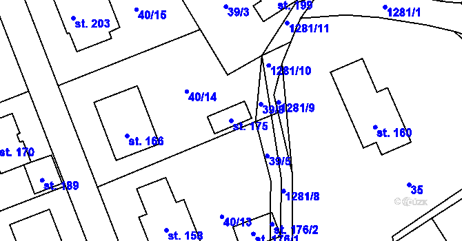 Parcela st. 175 v KÚ Dobroutov, Katastrální mapa