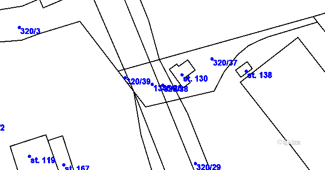 Parcela st. 320/38 v KÚ Dobroutov, Katastrální mapa