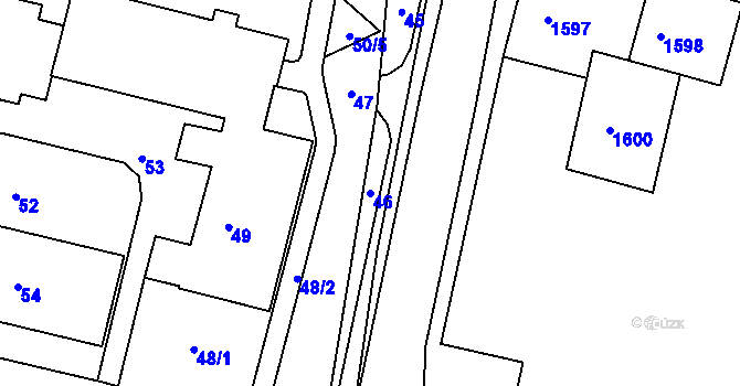 Parcela st. 46 v KÚ Dobrovice, Katastrální mapa
