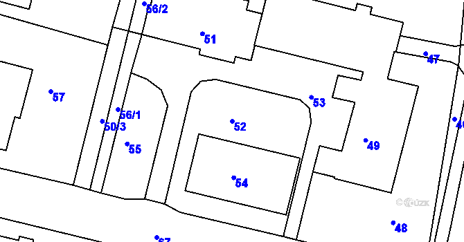 Parcela st. 52 v KÚ Dobrovice, Katastrální mapa