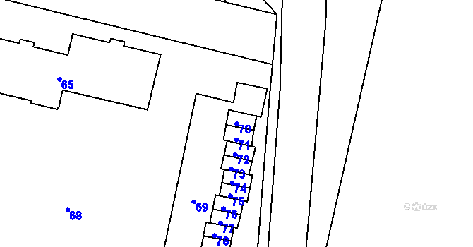 Parcela st. 70 v KÚ Dobrovice, Katastrální mapa